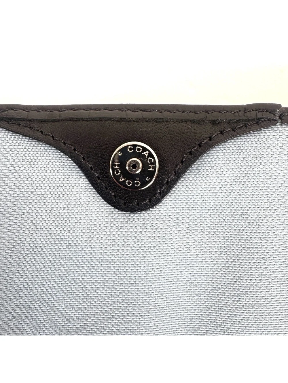 Coach Black Crocodile Embossed Leather Small Bag Silver Script Logo